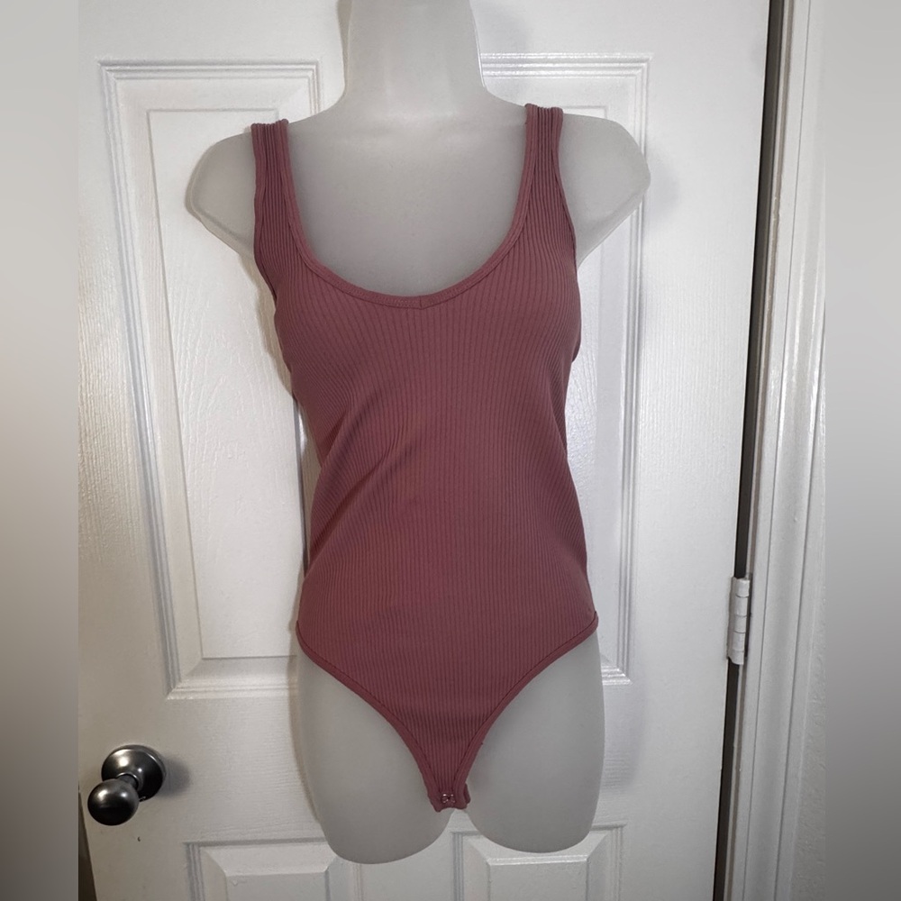 Free People Mauve Ribbed Bodysuit